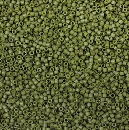 Miyuki DELICA Rocailles, Opaque Olivine Matted (# DB0391), Glas, Japan 