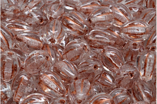 Drop Melon Beads, Crystal Copper Lined (00030-54319), Glass, Czech Republic