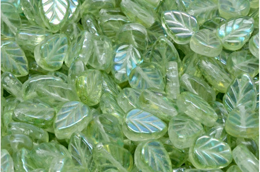 Mint Leaf Beads, Crystal Light Green (00030-14257), Glass, Czech Republic