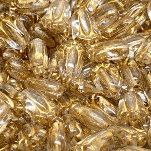 Tulip Bud Beads, Crystal Gold Lined (00030-54302), Glass, Czech Republic