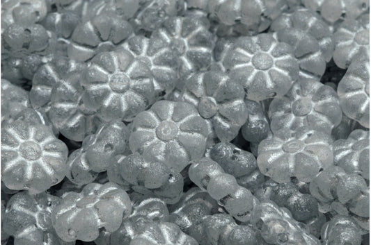 Asterisk Flower Beads, Crystal Etched Silver Lined (00030-etch-54301), Glass, Czech Republic