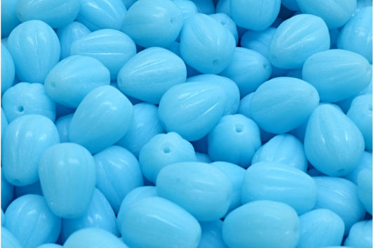 ドロップメロンビーズ、オパールアクア（61400）、ガラス、チェコ共和国