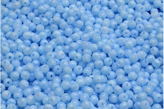 OUTLET 10 grams Round Druck Beads, 3 x 3 mm, Blue (63010), Glass, Czech Republic