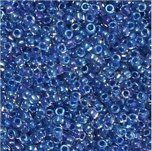 TOHO ラウンドシードビーズ ロカイユ 内側カラーラスタークリスタル カリビアンブルーライン入り (#189) ガラス製 日本製