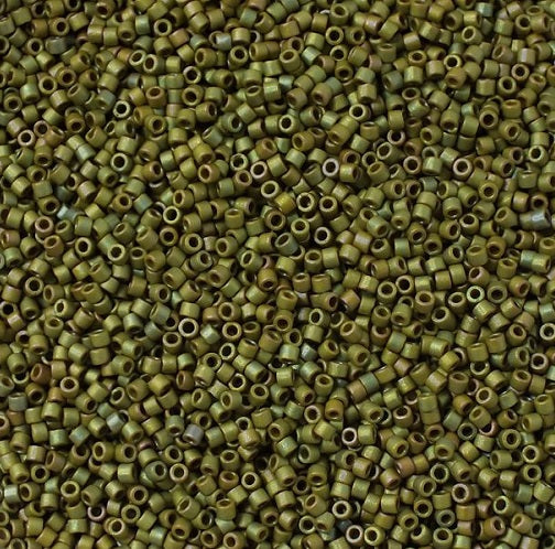 Miyuki DELICA Seed Beads Rocailles, Matte Metallic Lt.Yellow Green AB (# DB0372), Glass, Japan