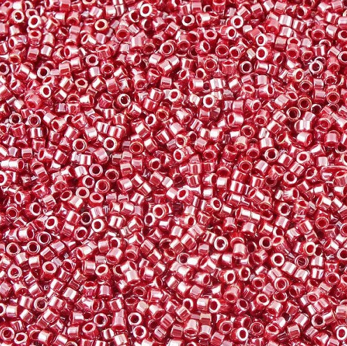 Miyuki DELICA Seed Beads Rocailles, Opaque Dark Red Luster (# DB1564), Glass, Japan