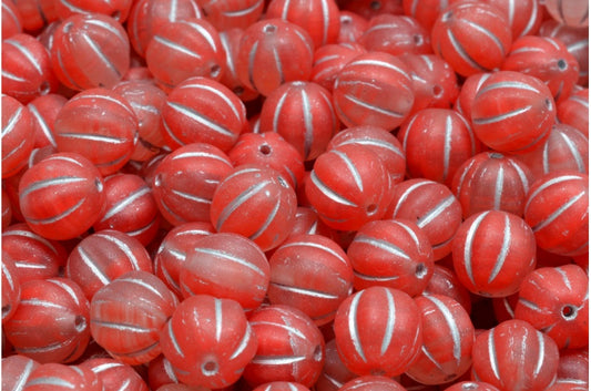 メロンビーズ、R0932 マットシルバーライン（R0932-84100-54301）、ガラス、チェコ共和国