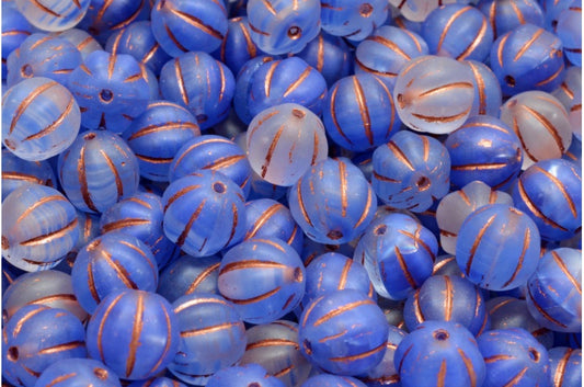 Melon Beads, R0332 Matte Copper Lined (R0332-84100-54319), Glass, Czech Republic