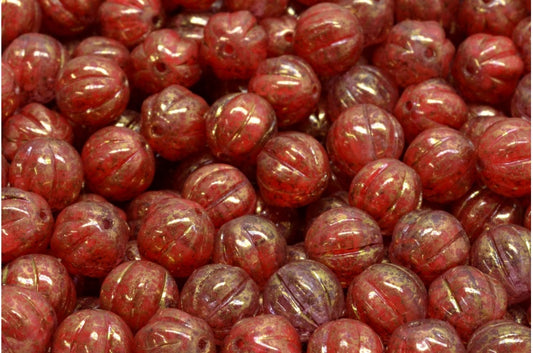 OUTLET 10 grams Melon Beads, 8 x 8 mm, R0932 Terracotta Violet (R0932-15496), Glass, Czech Republic