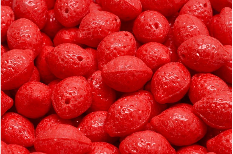 OUTLET 10 grams Lemon Beads, 10 x 14 mm, Opaque Red (93200), Glass, Czech Republic