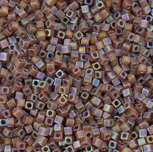 Miyuki Square Beads, Trans Rainbow Frosted Smoky Topaz (# 134FR), Glass, Japan