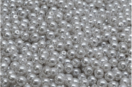 OUTLET 10 grams Round Druck Beads, White 70443 (02010-70443), Glass, Czech Republic