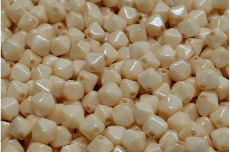 Bicone Beads, White Luster Brown Full Coated (02010-14413), Glass, Czech Republic