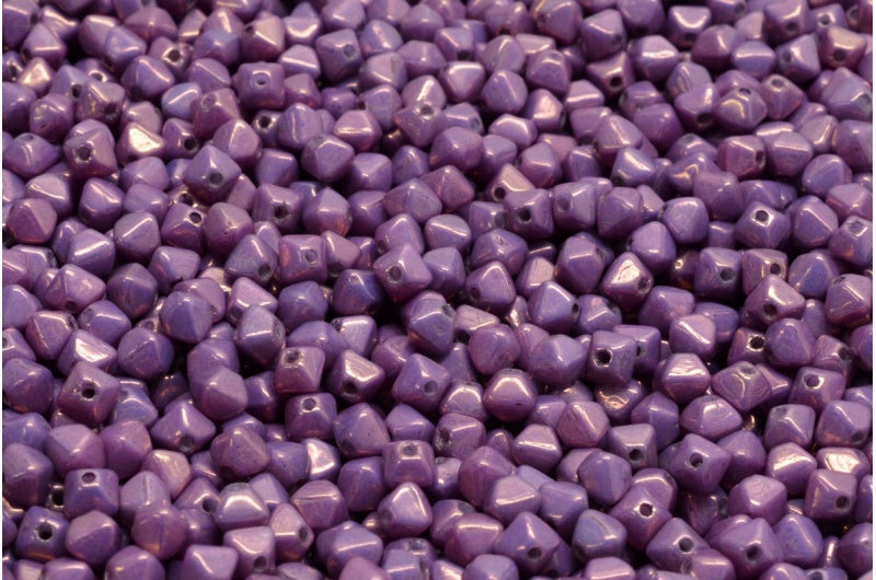 Bicone Beads, White Purple (02010-15726), Glass, Czech Republic