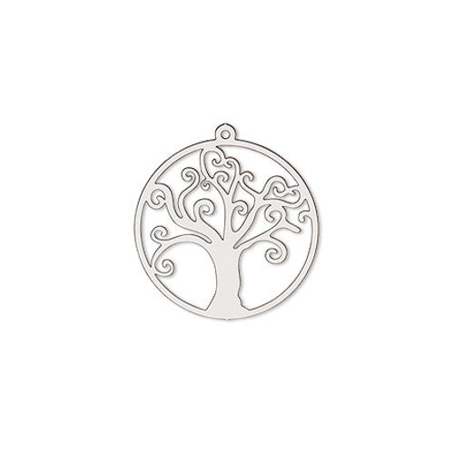 Pendant - tree of life, approx. 26 mm, Stainless Steel 304
