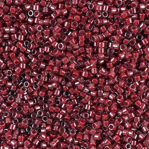 Miyuki DELICA Seed Beads Rocailles, Inside Dyed Cranberry Luster (# DB0280), Glass, Japan