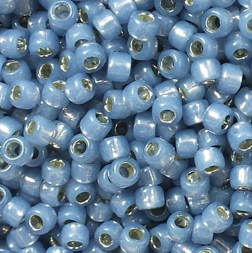 TOHO Round Seed Beads Rocailles, Silver Lined Milky Montana Blue (), Glass, Japan