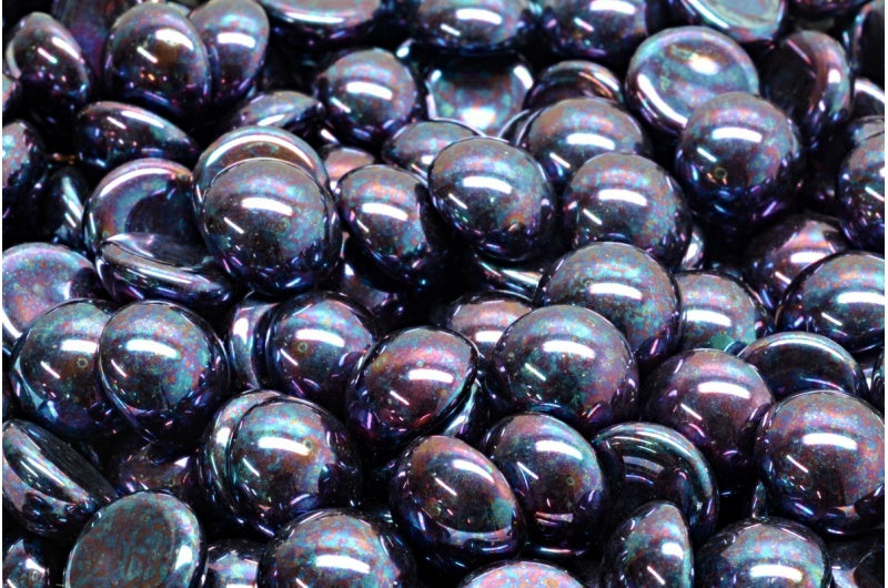 Cabochon Beads, Black Nebula (23980-15001), Glass, Czech Republic