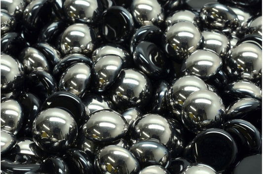 OUTLET 10 grams Cabochon Beads, Black Chrom (23980-27401), Glass, Czech Republic