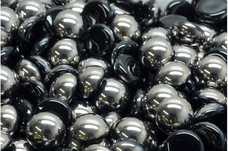 Cabochon Beads, Black Chrom (23980-27401), Glass, Czech Republic