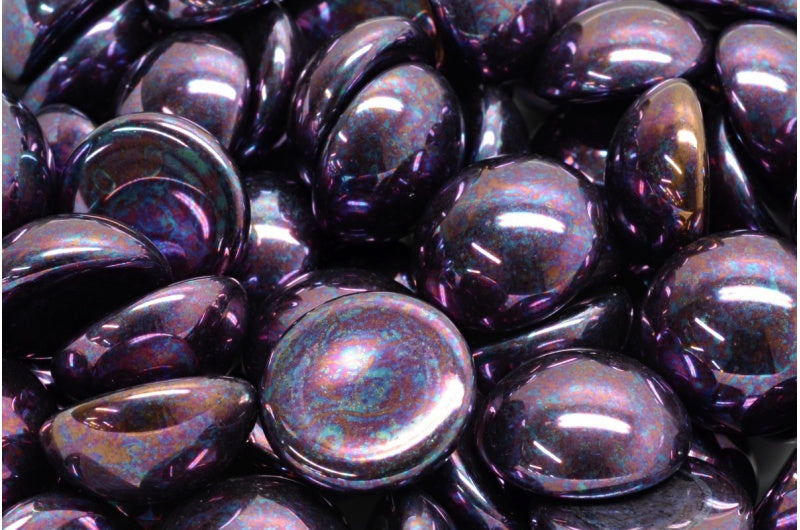 Cabochon Beads, Black Nebula (23980-15001), Glass, Czech Republic