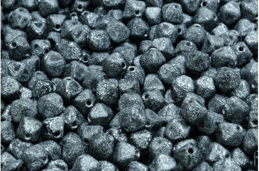 Bicone Beads, Black Etched Silver Lined (23980-ETCH-54301), Glass, Czech Republic