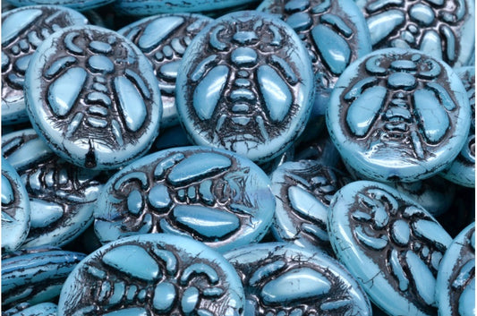 OUTLET 10 grams Bee Beads, 22 x 18 mm, Opal Aqua Black Lined (61300-46441), Glass, Czech Republic