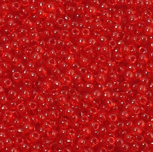 TOHO 圆形种子珠 Rocailles，透明暹罗红宝石 (# 5B)，玻璃，日本