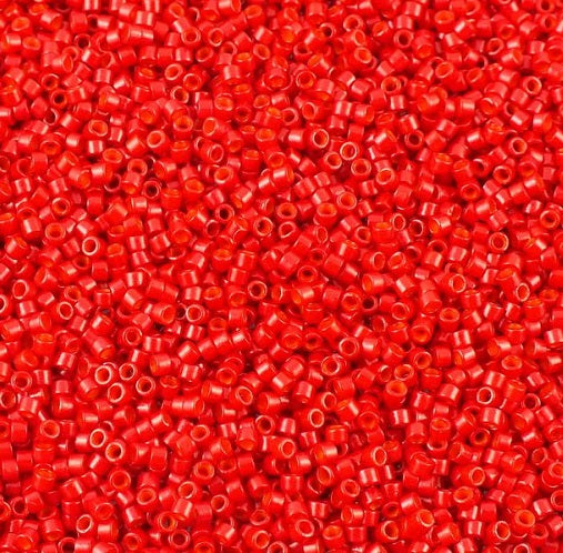 Miyuki DELICA Seed Beads Rocailles, Opaque Red Dyed (# DB0791), Glass, Japan