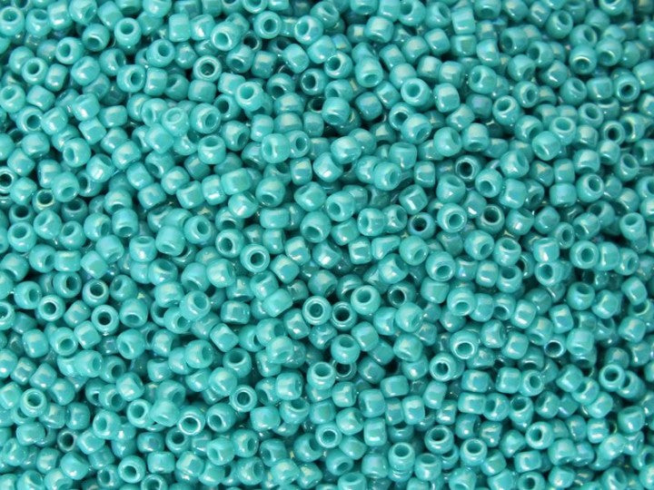 TOHO Round Seed Beads Rocailles, Opaque Rainbow Turquoise (# 413), Glass, Japan