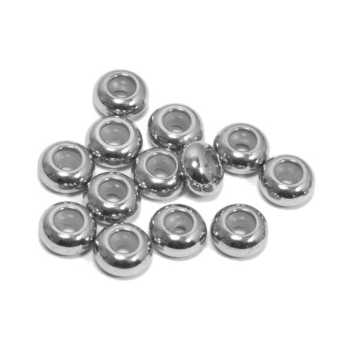 Stainless steel stopper - approx. 6x3 mm, hole approx. 2.8 mm with silicone, Stainless Steel 304