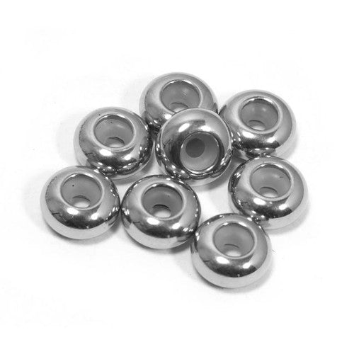 Stainless steel stopper - approx. 8x4 mm, hole approx. 3.6 mm with silicone, Stainless Steel 304