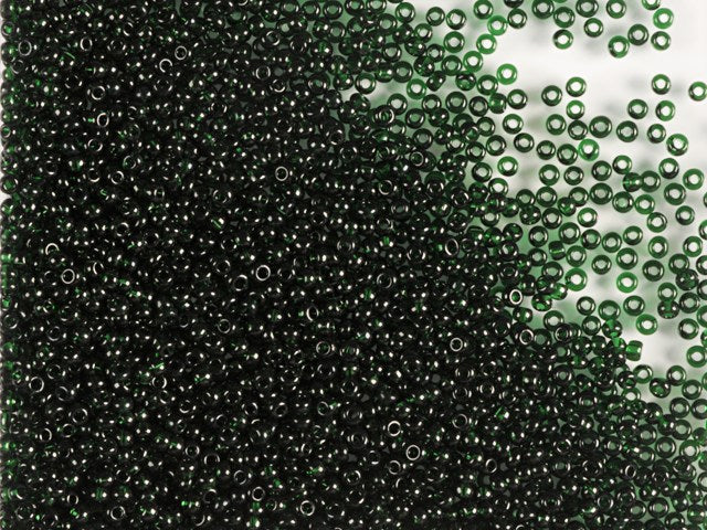 1 kg Preciosa Ornela Seed Beads, Round Hole, Loose, Transp. Dark Green (50150), Glass, Czech Republic, OUTLET