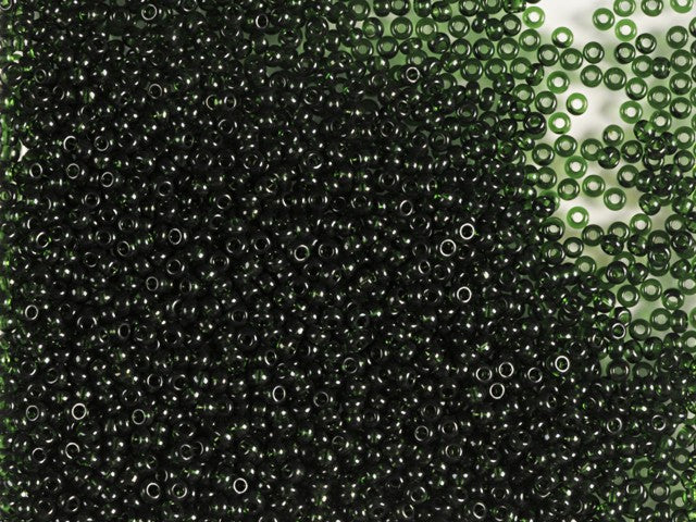 Wholesale (1kg / 500g) Preciosa Ornela Seed Beads, Round Hole, Loose, Transp. Dark Green (50290), Glass, Czech Republic, OUTLET