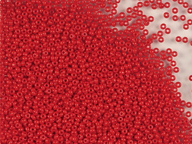 1 kg Preciosa Ornela Ersatz, Longsatz, Round Hole, Loose, Opaque Red Coral (93190), Glass, Czech Republic, OUTLET