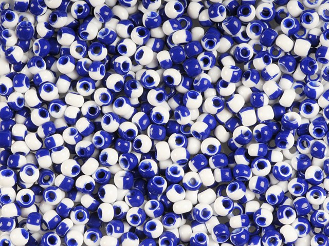 1 kg Preciosa Ornela Seed Beads, Round Hole, Loose, Harlequin Chalkwhite-Blue (03730), Glass, Czech Republic, OUTLET