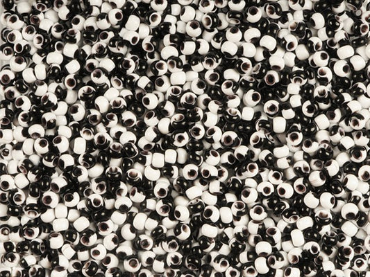 1 kg Preciosa Ornela Seed Beads, Round Hole, Loose, Harlequin Chalkwhite-Black (03740), Glass, Czech Republic, OUTLET