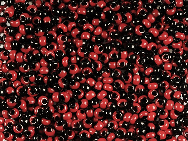 1 kg Preciosa Ornela Seed Beads, Round Hole, Loose, Harlequin Black-Red (23790), Glass, Czech Republic, OUTLET