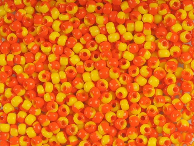 Wholesale (1kg / 500g) Preciosa Ornela Seed Beads, Round Hole, Loose, Harlequin Orange-Yellow (83780), Glass, Czech Republic, OUTLET
