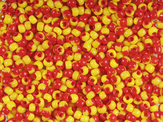 1 kg Preciosa Ornela Seed Beads, Round Hole, Loose, Harlequin Red-Yellow (83790), Glass, Czech Republic, OUTLET