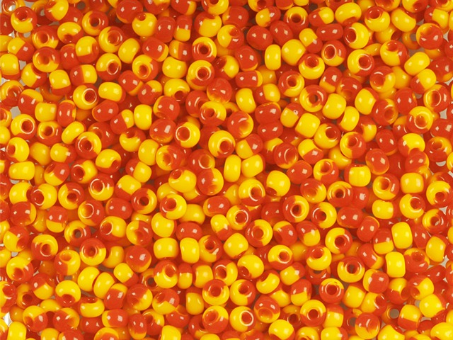 1 kg Preciosa Ornela Seed Beads, Round Hole, Loose, Harlequin Orange-Red (93790), Glass, Czech Republic, OUTLET