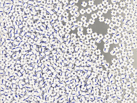 プレシオサ オルネラ シードビーズ 1kg 丸穴 ルース チョークホワイトにブルーストライプ (03330) ガラス チェコ共和国 アウトレット