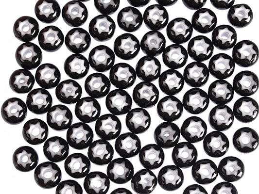 1 kg Preciosa Ornela Seed Beads, Round Hole, Star Kornelan, Loose, Cornelian Black (23798), Glass, Czech Republic, OUTLET