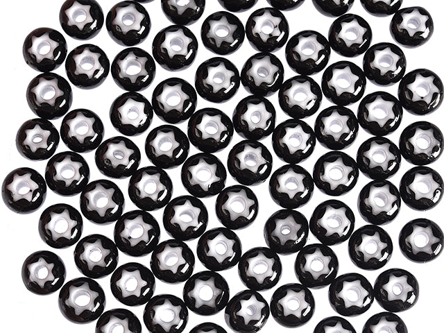 Wholesale (1kg / 500g) Preciosa Ornela Seed Beads, Round Hole, Star Kornelan, Loose, Cornelian Black (23798), Glass, Czech Republic, OUTLET