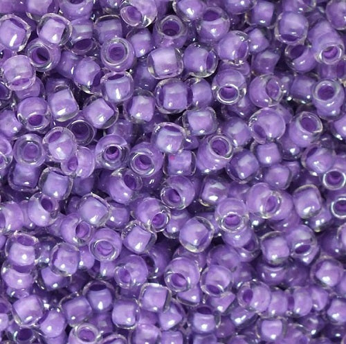 TOHO Round Seed Beads Rocailles, Inside Colour Crystal Wisteria Lined (# 935), Glass, Japan