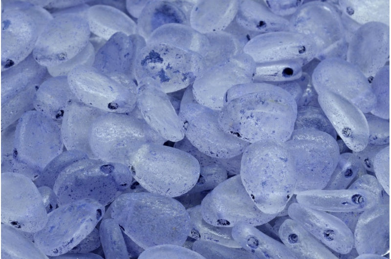 海葵花瓣珠，水晶蚀刻蓝色内衬 (00030-ETCH-54325)，玻璃，捷克共和国