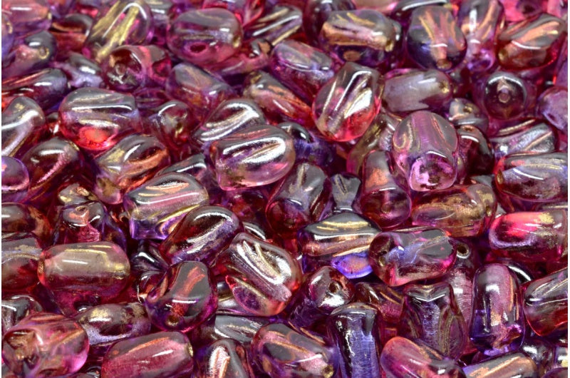 Mini Tulip Beads, Crystal Gold Lined 48014 (00030-54302-48014), Glass, Czech Republic