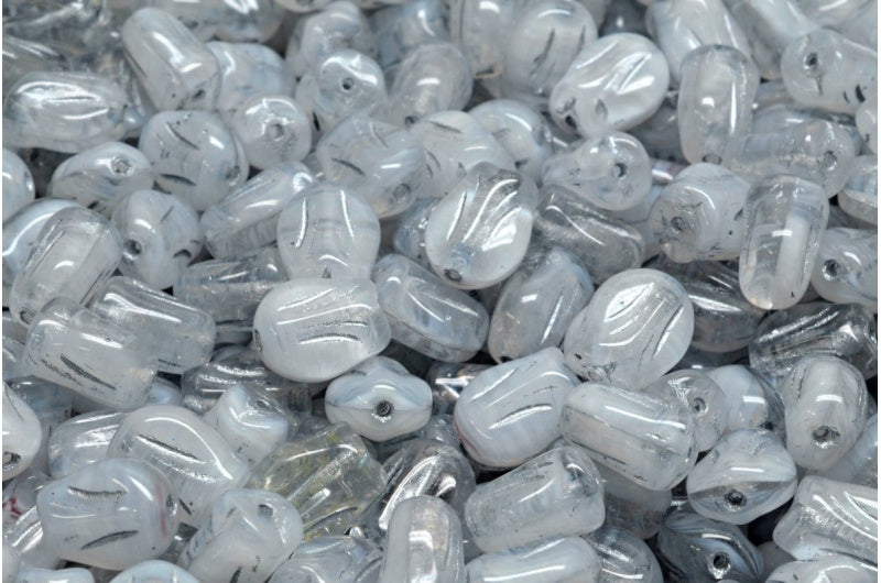 Mini Tulip Beads, White Silver Lined (R0201-54301), Glass, Czech Republic