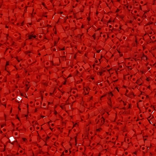 Miyuki Square Beads, Opaque Pepper Red (# 408), Glass, Japan