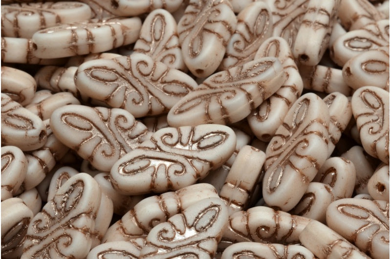 OUTLET 10 grams Arabesque Beads, White Matte Copper Lined (02010-84100-54324), Glass, Czech Republic